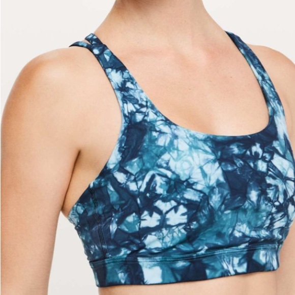 Lululemon Blue Tie Dye Sports Bra Size 4 | EUC Yoga Athleisurecore Active Top - Picture 1 of 5